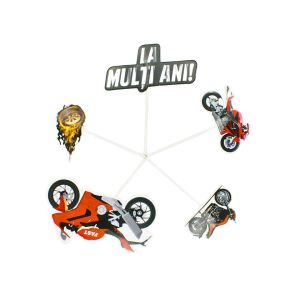 Toppere pentru tort cu tematică motociclete pentru decorarea tortului de ziua de naștere - Accesorii pentru petrecere