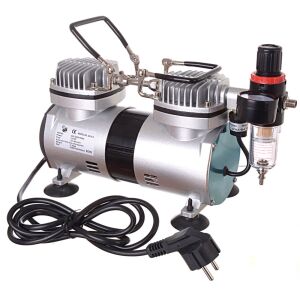 Airbrush kompresszor AS-19-2 kettős dugattyúval, nyomásszabályozóval és vízleválasztóval - Technic