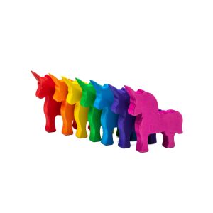 Set de jucării unicorn din lemn făcut manual Marc Toys, culori curcubeu - Marc Toys
