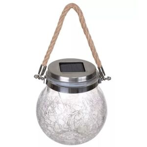 Lampa solarna LED z czujnikiem światła, słoik solarny z uchwytem ze sznura - Latarnia słoneczna
