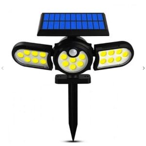 Lampa solarna trójgłowicowa WS 1206B z czujnikiem ruchu i szpikulcem do wbicia w ziemię - Latarnia słoneczna
