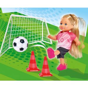 Evi Love Fußballpuppe schießt Ball mit Tor und Kegeln - Simba Toys Baba