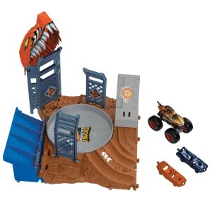 Hot Wheels Monster Trucks Arena Smashers Spin-Out Challenge zestaw do zabawy z ciężarówką Tiger Shark - Mattel