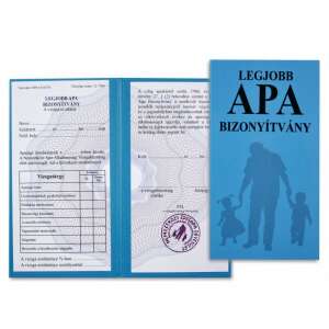 Legjobb Apa Bizonyítvány, 10x18,5cm, vicces ajándék apának - Vicces ajándék