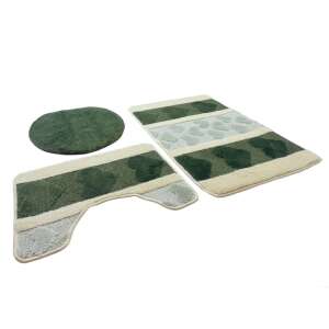 Molly 3215-3 Zöld 3 részes fürdőszoba szőnyeg szett, 50x80 + 50x40cm, zöld és fehér, szív mintával - Fürdőszoba bútor