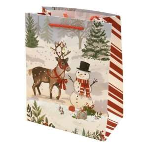 Karácsonyi ajándékcsomag, rénszarvas és hóember mintával - Művészet & Hobbi