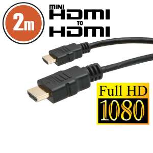 2m Mini HDMI - HDMI Kábel - Aranyozott Csatlakozókkal - Full HD