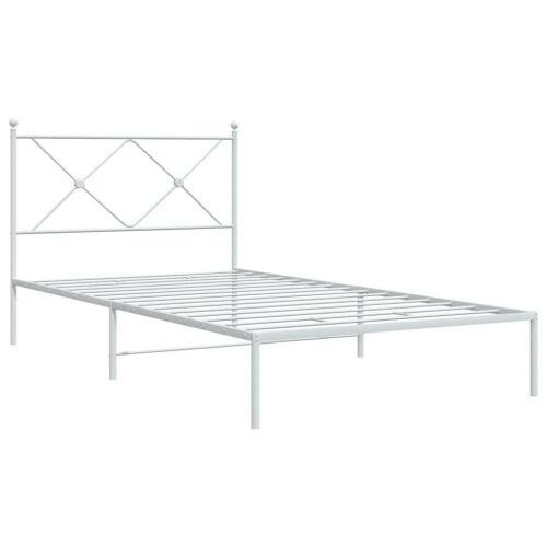 vidaXL fehér fém ágykeret fejtámlával, 100x200 cm, hálószoba bútor - Ágy