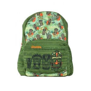Desigual Snorkel zöld gyerek hátizsák elölnézet tiki maszkokkal - Desigual
