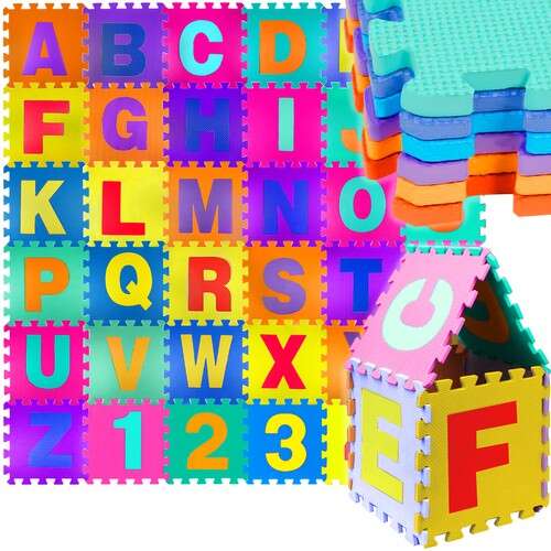 Pepita Puzzle cu burete 189x189cm (36buc 31,5x31,5cm) - Litere și numere