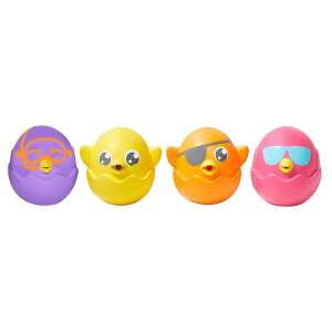 Set of 4 Squek Squirtes bath toys, featuring colorful chicks with squirt and squeak functions - Bath Toy