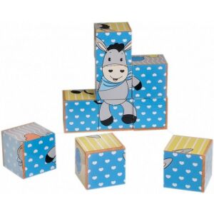 Happy People 9-piece wooden cube puzzle with a donkey design, developmental toy for toddlers - Baby Puzzle