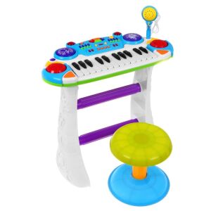 Blue and white kids keyboard with microphone and stool, toy synthesizer for children - Nonbrand Toy Instrument