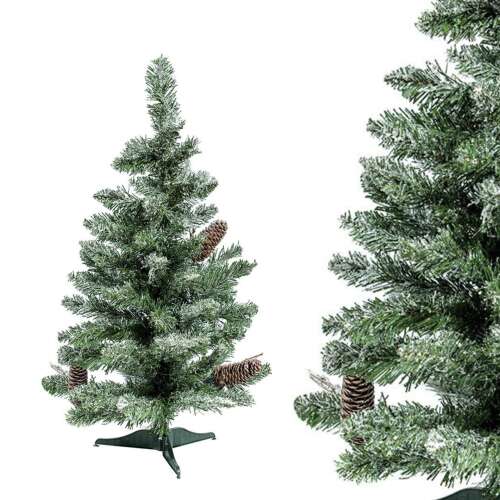 DekorTrend Mini Künstlicher Weihnachtsbaum, 60cm, Schneebedeckt, mit Zapfen