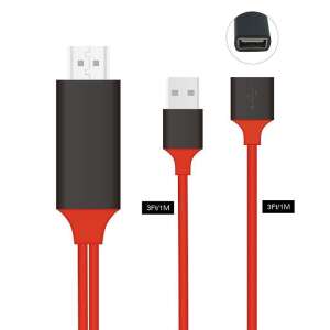 2m HDMI-USB Kábel Telefonhoz - iPhone, Android Kompatibilis 37077662 - HDMI kábel