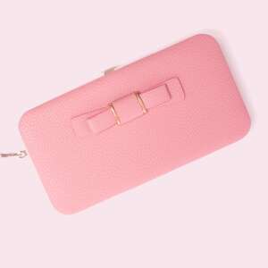 Svetloružová dámska peňaženka s mašľou a remienkom na zápästie - Dámske doplnky