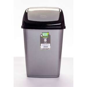 PolyTime - Billenő Fedeles Szemetesskuka - 10L - Szürke-Fekete