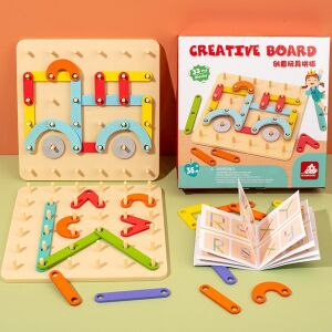 Creative Board - Fajáték - Montessori GeoBoard - Forma Puzzle - Geotábla 120656105 - Baba puzzle