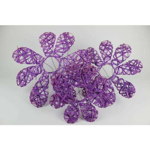 Lila rattan virágdíszek 3 db-os készletben