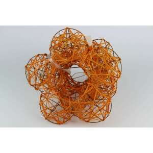 Narancssárga drótból készült virágdísz, 3 darab - Tűzőhab & Oázis