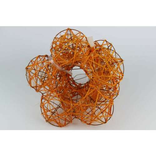 Narancssárga drótból készült virágdísz, 3 darab