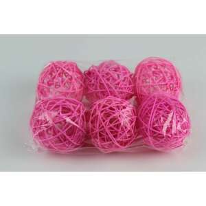 6 db 7 cm átmérőjű rózsaszín fonott dekor golyó, otthoni dekorációhoz - Őszi dekorációs kellék