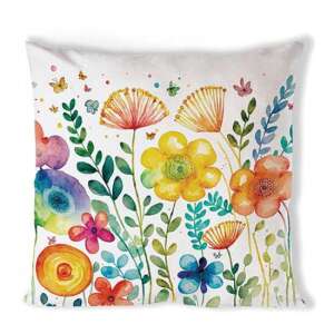Vibrant spring white floral pillow cover, 40x40cm, 100% cotton - Ambiente