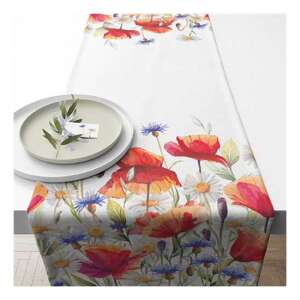 Asztali futó mákkal és kékbúzavirág mintával, 40x150cm, 100% pamut - Ambiente