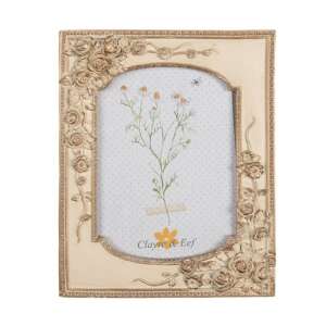 Arany és bézs rózsás képkeret, 18x23/13x18cm, műanyag - Képkeret