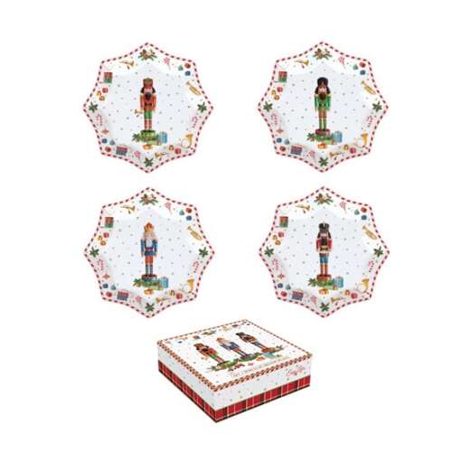 Vintage Nutcracker porcelán desszerttányér szett 4 db-os, 16cm, dobozban