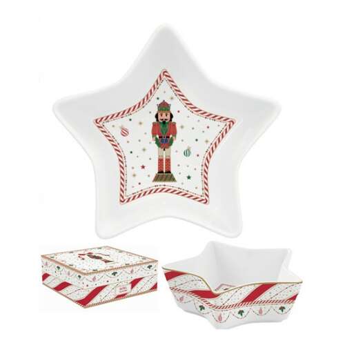 Porcelán csillagtál, 15x5cm, Nutcracker Twist mintával