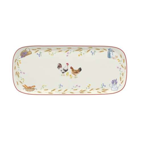 Country Life porcelántálca csirke mintával, 40x17,5cm