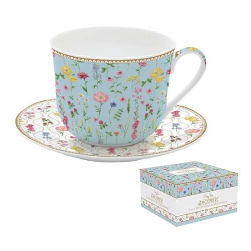 Atmosphere Meadow Flowers porcelán teáscsésze és alátét szett, 400ml