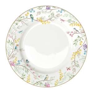 Birds Melody porcelán lapostányér, 26,5cm, virágos mintával, madarakkal és pillangókkal - Tányér