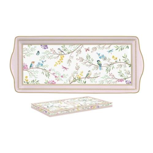 Porcelántálca Madarak dallama mintával, 35x15cm, R2S.1109BIME