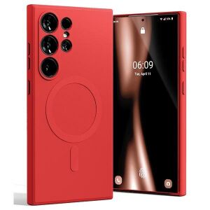 Czerwone silikonowe etui MagSafe do Samsung Galaxy S24 Ultra - Mercury