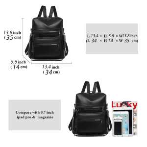 Dollcini, Retro Women's Backpack, Soft PU Leather Shoulder Bag, Multifunctional Women's Travel Backpack, 438203, Black 104556565 - Backpack