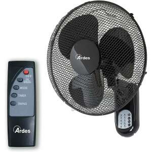 Ardes 5W40R falra szerelhető ventilátor távvezérlővel, fekete, 40 cm átmérőjű, 3 sebességi fokozat, időzítő, oszcilláció - Ardes
