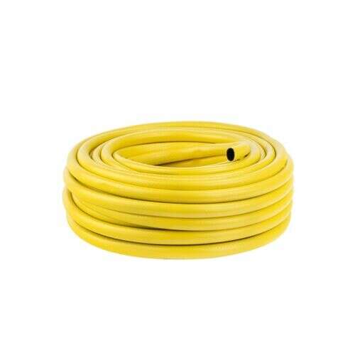 Жълт градински маркуч, 50м дължина, 1 инч диаметър, устойчив на UV