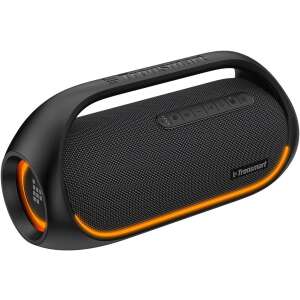 Tronsmart BANG portable Bluetooth speaker, black, with orange light, angled view - Tronsmart Bluetooth Speaker