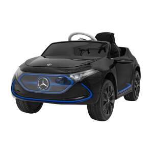 Mașină electrică de jucărie Mercedes-Benz AMG EQA neagră pentru copii, vedere din față - Mercedes Vehicul electric
