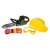 Chainsaw toy set for kids, includes chainsaw, helmet, goggles, and gloves