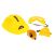 Toy safety gear: hard hat, goggles, face mask, and measuring tape