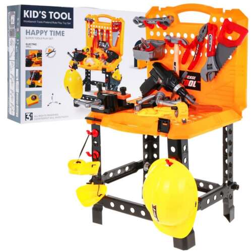 Kid's Tool Happy Time 100 piece tool set with workbench, play tools, and accessories