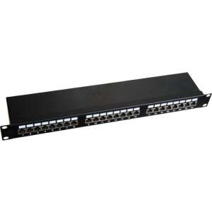 Q-Lantec PK-S6-1 19 Zoll 24 Port Cat.6 Patchpanel, schwarz, geschirmtes Twisted Pair - Patchpanels