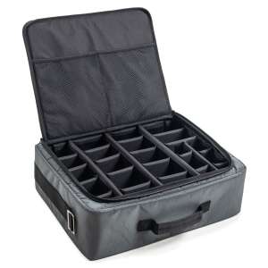 B&W TEX.326.RPD fényképezőgép táska, szürke, nyitva, belső rekeszek láthatóak - B&W