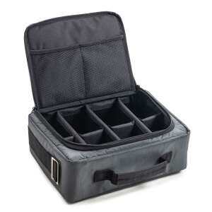 B&W TEX.117.RPD fényképezőgép táska, szürke, nyitva, belső rekeszek láthatóak - B&W