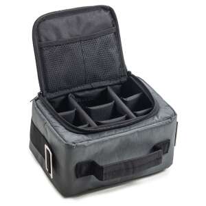 B&W TEX.66.RPD fényképezőgép táska, szürke, nyitott nézet, belső rekeszekkel és állítható párnázással - B&W