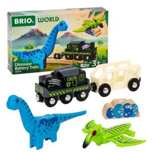 Set tren cu dinozauri cu baterii BRIO World, include tren, dinozaur și ouă - Tren, element feroviar, autostradă