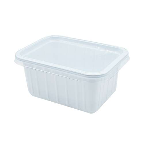 White rectangular plastic container with lid, 500-1000 ml capacity